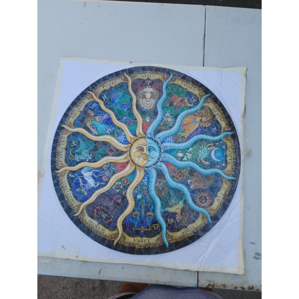 Large Celestial Moon And Sun Zodiac Finished Puzzle Wall Decor